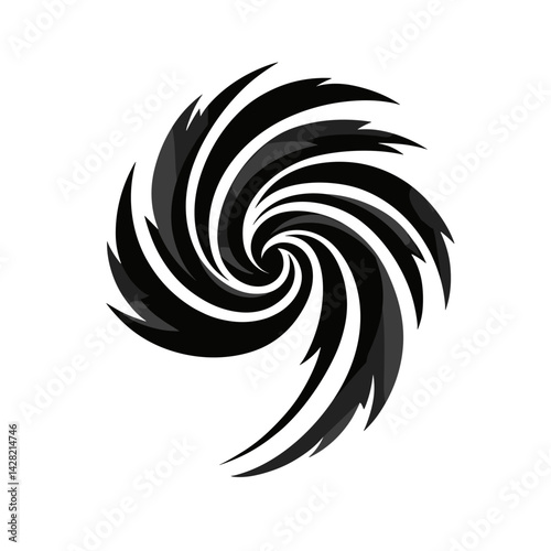 Swirling wind icon representing strong winds in black and white  