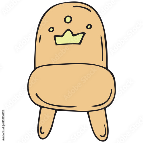 small children s wooden chair for a child, vector cute colored children s element in doodle style with black outline, delicate colors