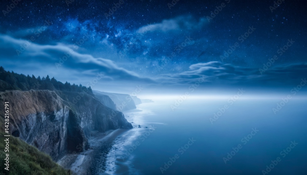 Fototapeta premium Seacoast Landscape Majestic Nature Picturesque Panorama Scenery