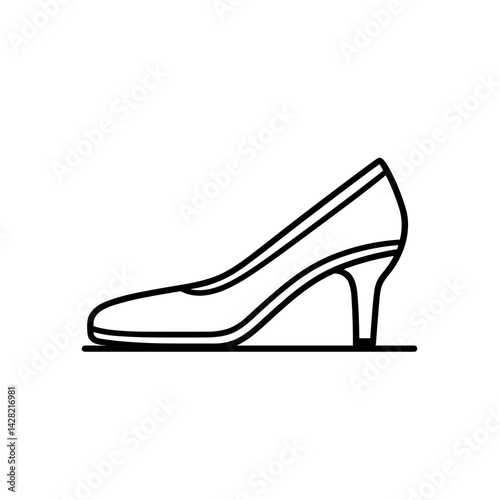 Minimalist high heel shoe icon in black and white  