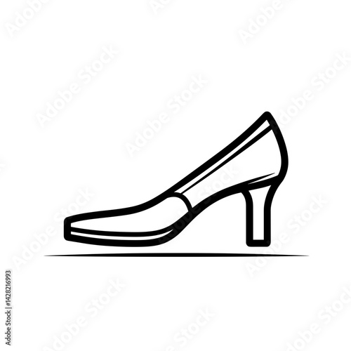 Minimalist high heel shoe line art design  