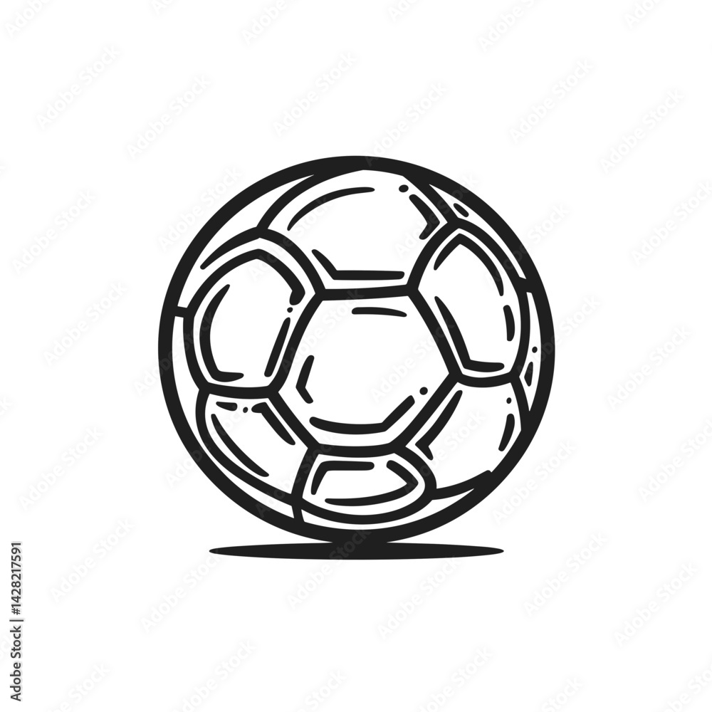Simple Minimalist Soccer Ball Icon in Black and White Simple Minimalist Soccer Ball Icon in Black and White
