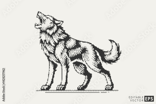 Howling Wolf Pixel Art
