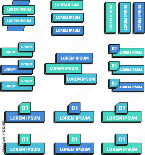 Text boxes, infographics, vector rectangular text boxes