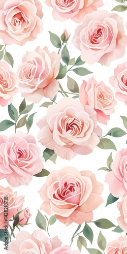 Wallpaper Mural pink roses on a white background Torontodigital.ca