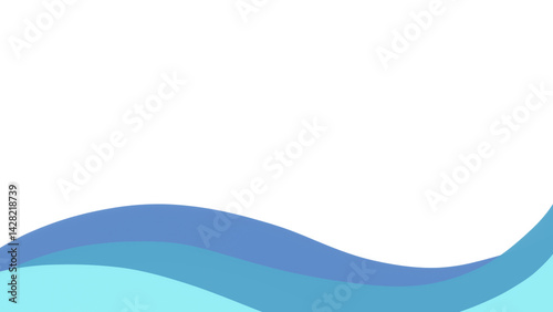 simple blue water wave border, flat style