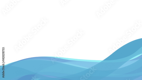 abstract light blue flowing wave design, frame element on transparent background
