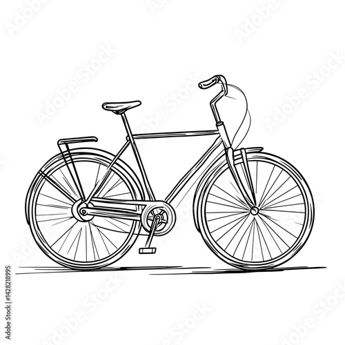 Line Art Bicycle Illustration Against White Background  