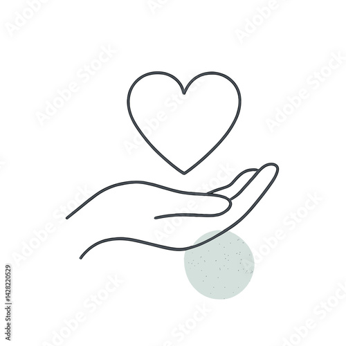 Heart held tenderly in hand with minimalist design  