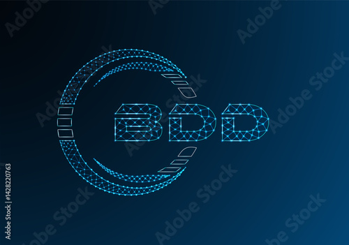BDD low poly letter logo vector design. BDD lower poly logo design.