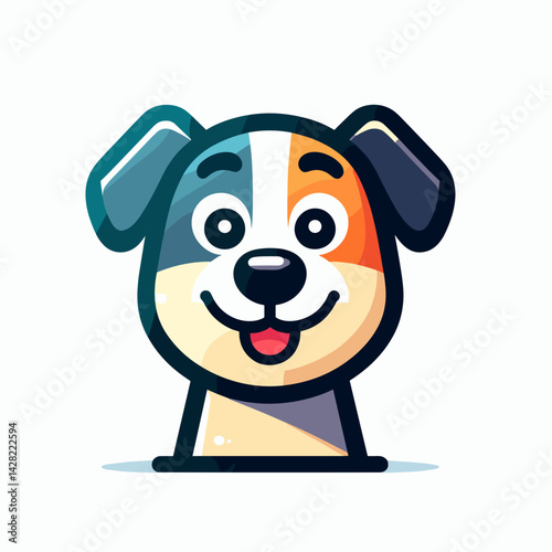 Playful dog cartoon smiling happily against a light background  