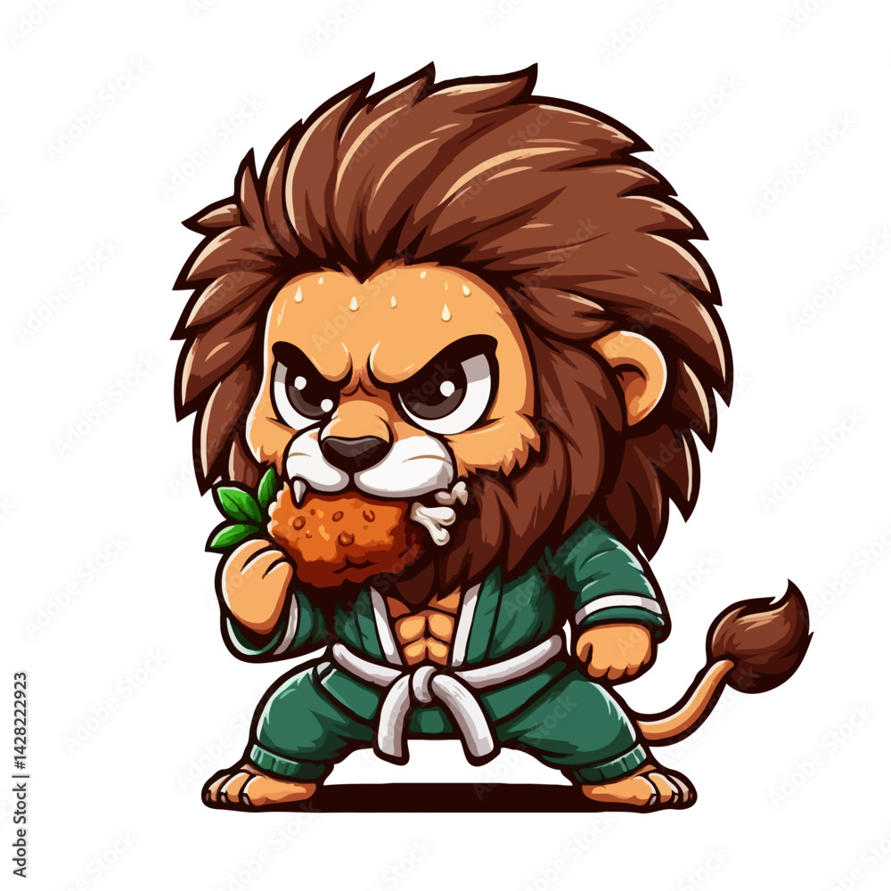 Fototapeta premium Karate Lion Eating Carrot