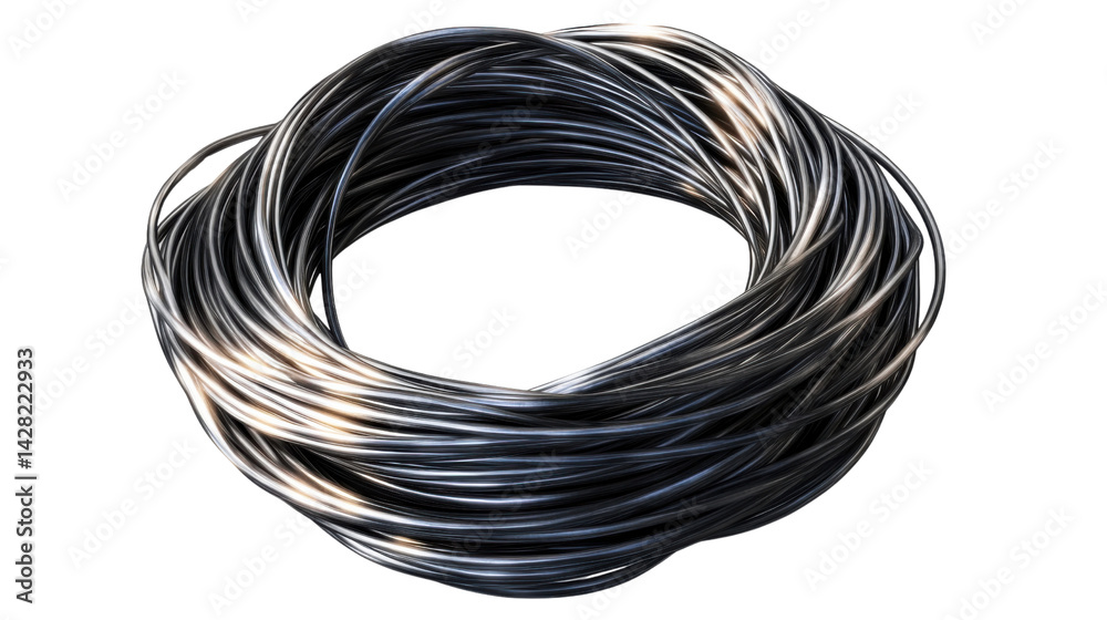 Coiled Cables: Close-up captures a neatly coiled arrangement of cables. The image evokes a sense of order, technology, and infrastructure. Coiled Cables: Close-up captures a neatly coiled arrangement of cables. The image evokes a sense of order, technology, and infrastructure.