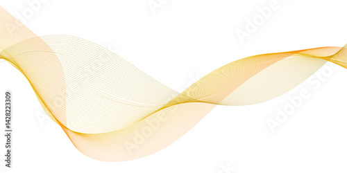 Abstract glowing golden wave lines on black horizontal background. clean and modern style with elegant curves, lines, light reflections