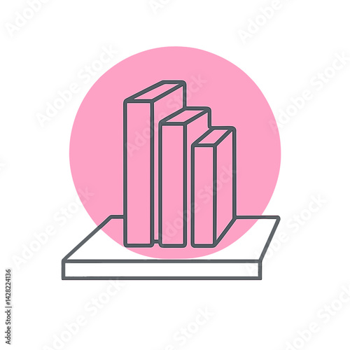 Bookshelf with Growing Books in Pink Graphic Style  