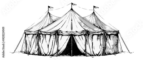 Circus tent sketch line art SVG vector illustration tribe nomad or natives traveler logo art.