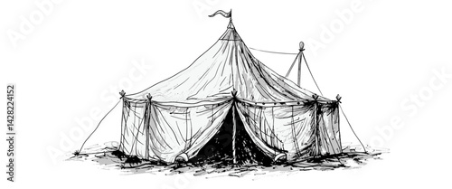 Circus tent sketch line art SVG vector illustration tribe nomad or natives traveler logo art.