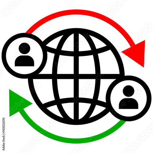 World Globe and Communication icon . Editable Pixel perfect stroke line vector icon. Communication icons. 	