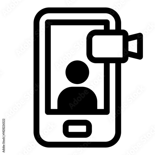 GSM video calling and communication icon. Video Chat,  Editable Pixel perfect stroke line vector icon. Communication icons. 	