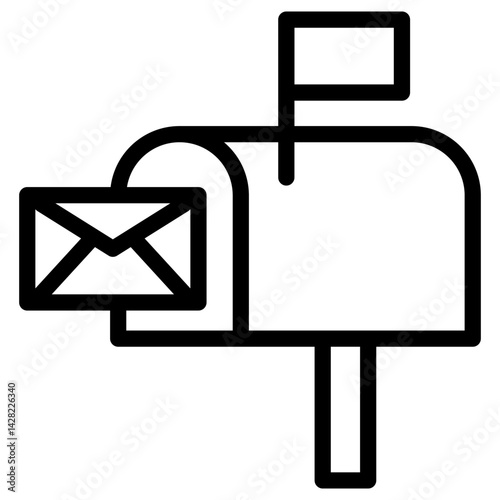 Mailbox, Editable Pixel perfect stroke line vector icon. Communication icons. 	