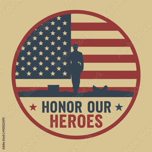 Vintage “Honor Our Heroes” Military Tribute with American Flag