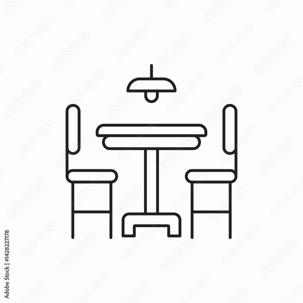 Dining table chair icon vector sign Dining table chair icon vector sign