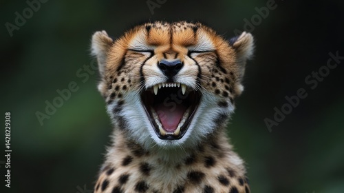 Yawning Cheetah Portrait, African Savanna, Wildlife