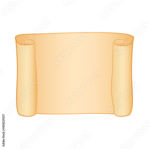 Blank paper scroll or treasure map template. Vector illustration isolated on white