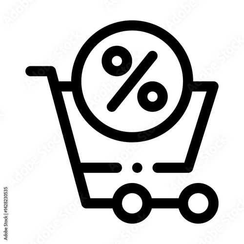 Shopping Cart with Lower Prices line icon