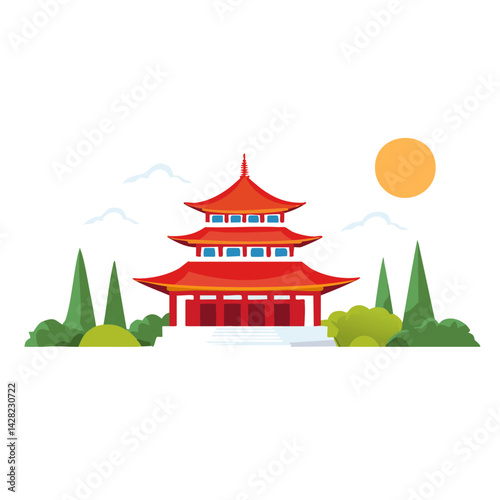 chinese asia temple vector icon design