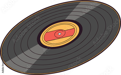 Vintage Vinyl Record Illustration Retro Music Icon