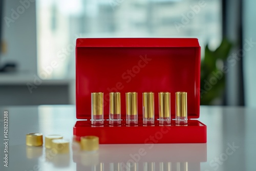 Elegant red lipstick display box photo