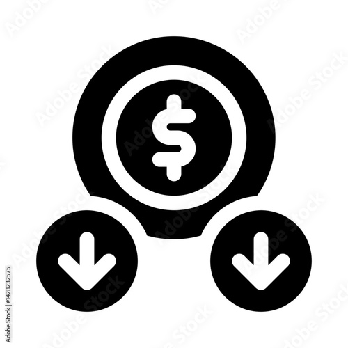 Decreasing Money Value glyph icon