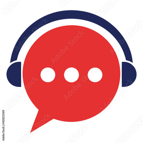 Customer Service And Support Isolated Vector Illustration With Speech Bubble And Headphones