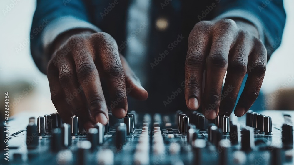 DJ Mixing Music on a Console DJ Mixing Music on a Console
