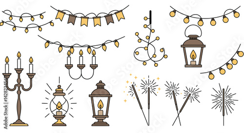 Festive Holiday Lights and Sparklers Collection for Christmas Celebrations