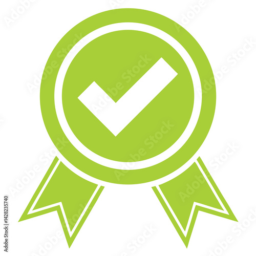 Green Check Mark Badge Icon Symbolizing Approval And Quality Assurance Certification