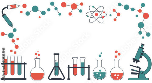 Science Lab Elements Border - Vector Illustration