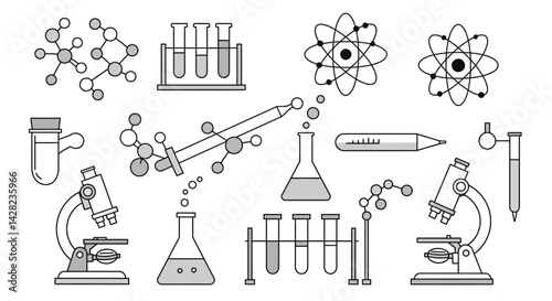 Detailed monochrome illustration of scientific equipment for laboratory work