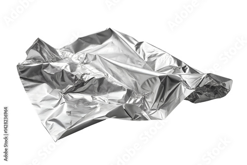 Crinkled Aluminum Foil on White Surface