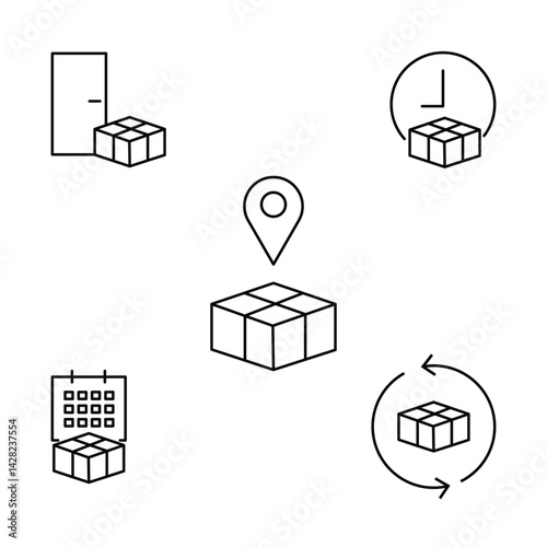 box delivery icon set, customizable vector, illustration