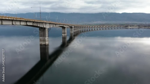 Wallpaper Mural Moody Aerial Tracking Shot of High Bridge at Lake Polyfytos Greece Torontodigital.ca