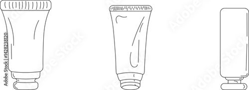 Set of cream tube icons. Outline vector icon of a cream tube.