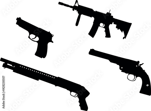 mix guns isolated on white background