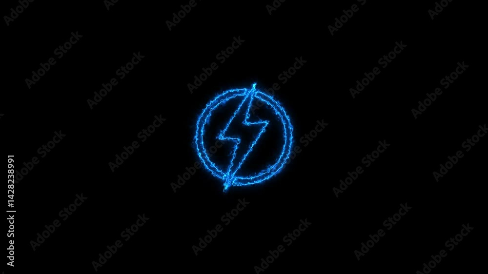 Abstract charging icon neon light animation. neon lightning sign. Bright lightning, electrical storm, high voltage. 4K animation. Abstract charging icon neon light animation. neon lightning sign. Bright lightning, electrical storm, high voltage. 4K animation.