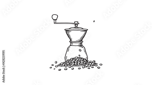 Coffee Grinder line art illustration minimalist design for kitchen decor