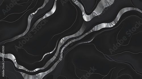 Dark Abstract Metallic Wave Pattern - Seamless Modern Design