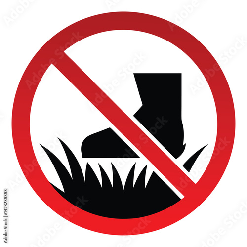 Do Not Walk On Grass Forbidden Sign Vector Illustration For Web Design
