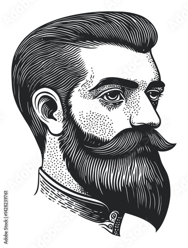 Hand-Drawn Portrait Illustration in Linocut and Woodcut Style