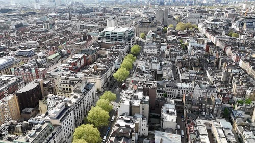 Centre of London viewed aerial view 2025 near Regents street and Oxford Street